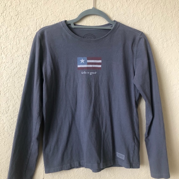 Life is Good Long Sleeve Gray T-Shirt - Picture 1 of 5